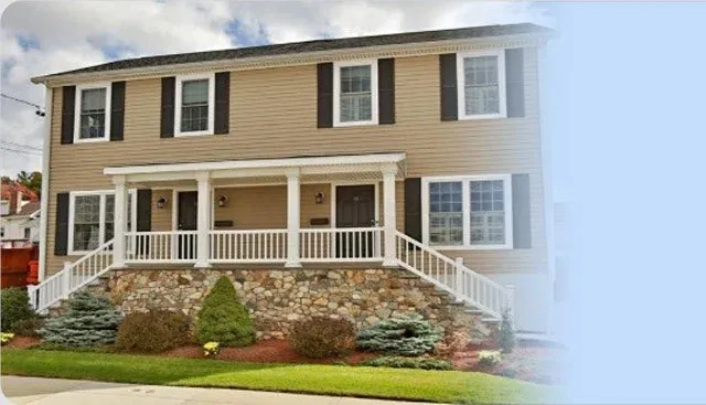 Two-family modular home with porch